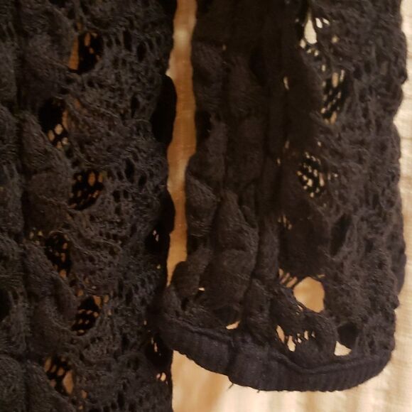 Soma sz L hooded hoodie black lace cover up shirt 3/4 sleeve cinch waist… - Picture 13 of 16